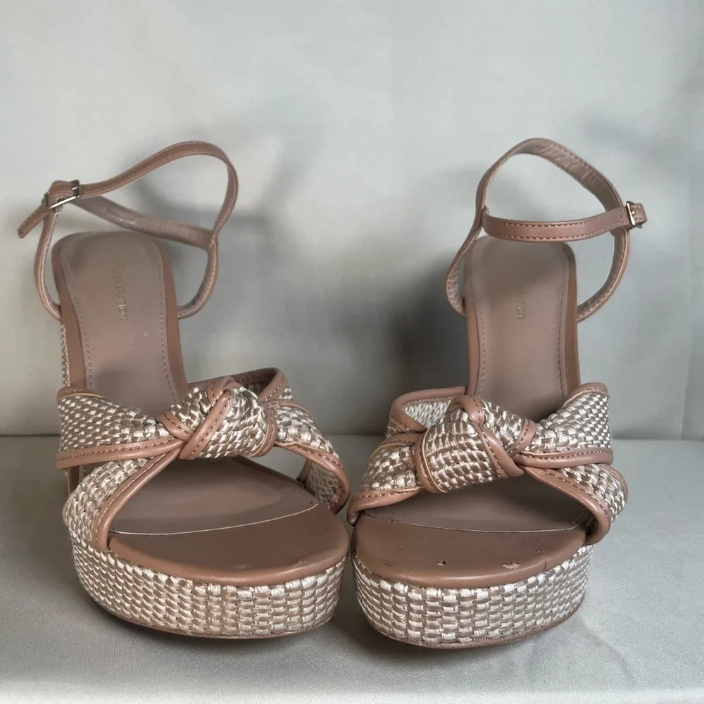 BCBGeneration Tan and Cream Platform Heels